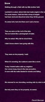 Snow Poem By David Berman Poem Hunter Snow Poems Poems Book Quotes