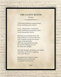The Guest House Poem Classic Poem Art Print Poetry Wall Art Etsy Classic Poems Rumi Poem Rumi