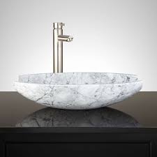 springs oval white marble vessel sink