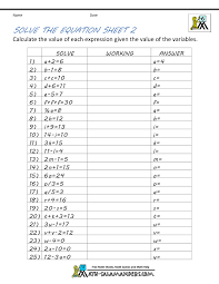 Printable Algebra Worksheet Solve The Equation 2 Basic Algebra Worksheets Algebra Worksheets Basic Algebra