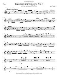 J S Bach Brandenburg Concerto No 3 Mvt 1 Flute Sheet Music Violin Sheet Music Sheet Music