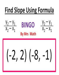 Finding Slope Using Formula Bingo Mrs Math Teaching Algebra Algebra Lessons Slope Math