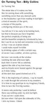 On Turning Ten By Billy Collins My Baby Turns 10 On Sunday Bitter Sweet Poetry Words Poems Billy Collins