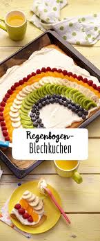 Regenbogen Blechkuchen Mit Obst Rezept Rezept Rezepte Blechkuchen Mit Obst Lebensmittel Essen