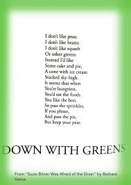 Down With Greens Suzie Bitner Was Afraid Of The Drain Funny Poems For Kids Childrens Poems Poetry For Kids