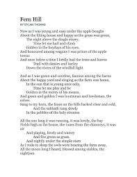 Fern Hill By Dylan Thomas 1946 Themes Time Change Coming Of Age Fern Hill Fern Hill Poem Dylan Thomas