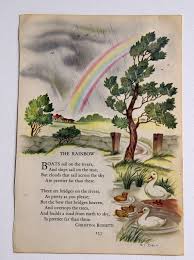 Vintage Childrens Rainbow Illustration And Poem By Christina Rossetti Childrens Poems Kids Poems Childrens Poetry