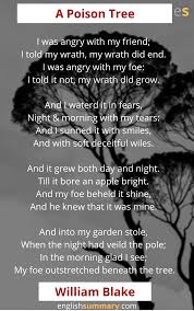 A Poison Tree Poem By William Blake Tree Poem Poems Beautiful Poems