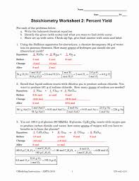 Stoichiometry Worksheet Answer Key Fresh Stoichiometry Worksheet 2 Percent Yield Persuasive Writing Prompts Writing Rubric Chemistry