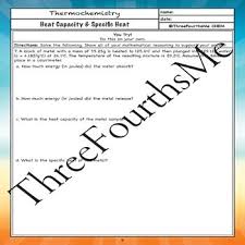 Heat Capacity Specific Heat Capacity Scaffolded Notes By Threefourthsme In 2020 Scaffolded Notes Notes Capacity