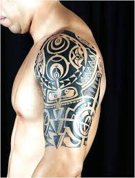 Cool Half Sleeve Tattoo Of Unique Pattern For Men Style Tribal Color Black Tags C Quarter Sleeve Tattoos Tribal Shoulder Tattoos Cool Half Sleeve Tattoos