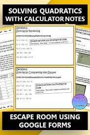 This Is A Solving Quadratic Equations No Prep Escape Room This Review Activity Includes Solving Usin Quadratics Solving Quadratics Solving Quadratic Equations