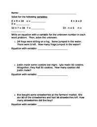 Writing Equations With Variables For Word Problems Writing Equations Word Problems Reading Words