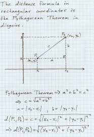 The Distance Formula In Rectangular Cartesian Coordinates Is The Pythagorean Theorem In Disguise A L Distance Formula Geometry Formulas Pythagorean Theorem