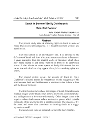 Pdf Death In Some Of Emily Dickinson S Selected Poems Colloque Sba Academia Edu