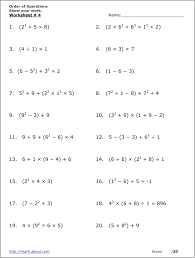 Practice The Order Of Operations With These Free Math Worksheets Algebra Worksheets Pre Algebra Worksheets Grade 6 Math Worksheets
