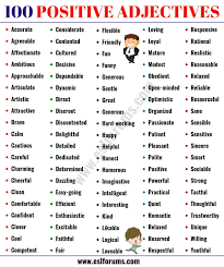 These words can emphasize how good a certain something is. Positive Adjectives List Of 100 Important Positive Adjectives From A Z Esl Forums Adjective Words English Adjectives Positive Adjectives
