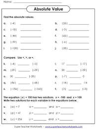 Absolute Value Worksheets Absolute Value Absolute Value Equations Absolute Value Inequalities