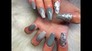 But, that doesn't mean you can't have it with shorter nails. Grey Acrylic Nails Glitter Nails Coffin Nails Glam And Glits Glitterbels Youtube