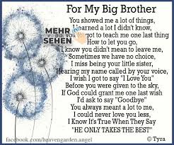 Memorial Poems Big Brother Gone Heavens Garden Big Brother Quotes Brother Quotes Brother Birthday Quotes