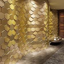 Art3d 20 Pieces Decorative 3d Wall Panel Faux Leather Tile Golden Hexagon Wall Paneling Wall Panels Leather Wall