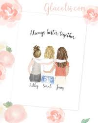 Three Friendship Always Better Together Friendship Wall Art Friendship Wall Drawings Of Friends