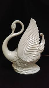 White Swan Tv Lamp And Planter By Maddux Company Of California Etsy White Swan Small Lamp Shades Rustic Lamp Shades