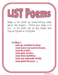 List Poem Freebie List Poem Poetry Lessons Poetry Ideas