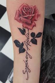 Some rose tattoos are being combined with names, quotes and other designs in order to have a personal touch. 16 Ideas Tattoo Ideas For Moms With Kids Names Flower Tattoos For Daughters Rose Tattoo With Name Rose Tattoos For Women
