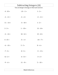 Subtracting Integers From 15 To 15 No Parentheses A Integers Worksheet Integers Worksheet Subtracting Integers Adding And Subtracting Integers
