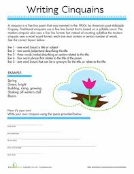 Cinquain Poems Worksheet Education Com Cinquain Poems Cinquain Poetry Ideas
