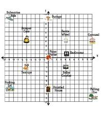 Distance Between Two Points Using An Amusement Park Map Coordinate Plane Activity Coordinate Graphing Coordinate Grid