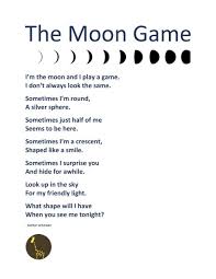 Poem The Moon Game Moon Poems Moon Lessons Kids Poems