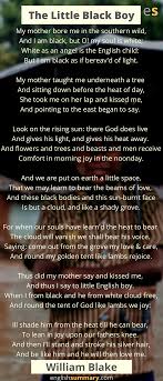 The Little Black Boy Poem By William Blake Little Black Boys William Blake Poems Mother Teach