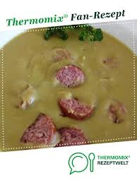 Erbsensuppe Puriert Mit Mettwurstchen Rezept Erbsensuppe Erbsen Suppe Vollwerternahrung Rezepte