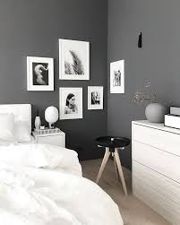 Stylish Grey And White Nordic Style Bedroom The Predominantly White Artwork Helps Lighten Gray Bedroom Walls Master Bedroom Interior Design Gray Master Bedroom