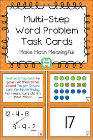 Multi Step Word Problem Task Cards Addition And Subtraction Word Problems Word Problems Task Cards Math Lessons