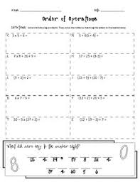 Order Of Operations Riddle Sheet Excludes Exponents Order Of Operations Upper Elementary Math Math Lessons