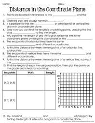 Distance In The Coordinate Plane Notes Coordinate Plane Plane Math Maths Activities Middle School