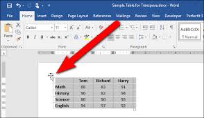 How To Convert A Row To A Column In A Microsoft Word Table Word Table Column Words