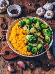 Kurbis Risotto Mit Rosenkohl Vegan Glutenfrei Einfach Bianca Zapatka Rezepte Recipe Pumpkin Risotto Vegan Pumpkin Brussel Sprouts
