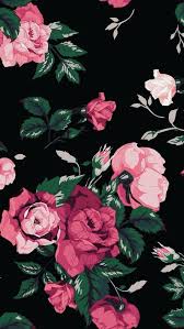 Floral Wallpaper Black Pink
