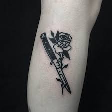 Reece Saville Rose Knife Tattoo Knife Tattoo Knife And Rose Tattoo Rose Outline Tattoo