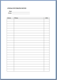 Blanko tabellen zum ausdruckenm : Vorlage Inhaltsverzeichnis Word Convictorius