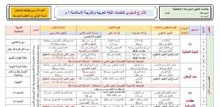 التدرج السنوي لتعلمات اللغة العربية والتربية الإسلامية للأولى متوسط موقع الدراسة الجزائري
