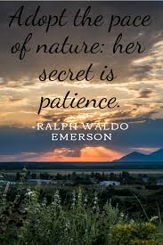 Adopt The Pace Of Nature Her Secret Is Patience Ralph Waldo Emerson Nature Be Patience Emerson
