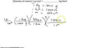 Unit Conversion Density Of Water In G Cm 3 To Kg Km 3 Youtube