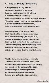 Poem A Thing Of Beauty From Endymion By John Keats 1795 1821 John Keats Poems Keats Poems Poems By Famous Poets