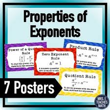Properties Of Exponents Posters Quotient Rule Exponents Negative Exponent Rule