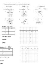 This Worksheet Includes Practice Matching Exponential Equations With Their Graphs Graphing Exponentia Graphing Worksheets Exponential Functions Algebra Graphs